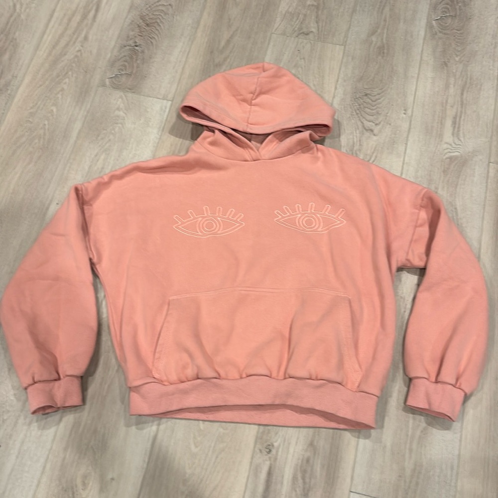 Adika Pink/Peach color Hoodie with Eye Design size Small